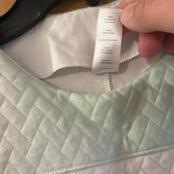 Lululemon Ivivva Kids Girls Quilted Short Sleeve Top Mint Green White Size 7 - Picture 4 of 8